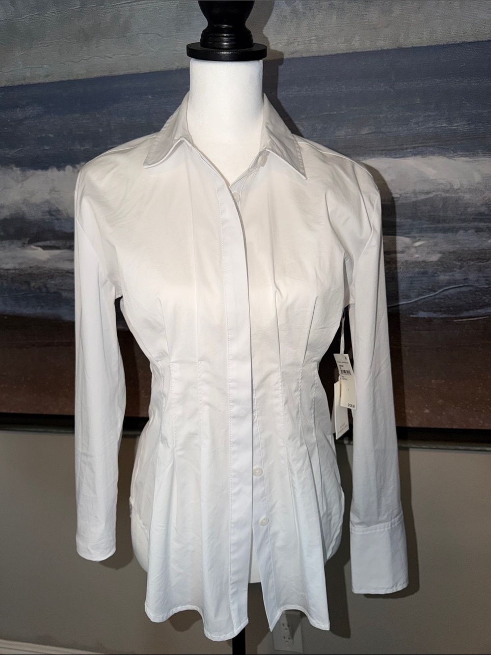 Good American White Fitted Button-Down Shirt